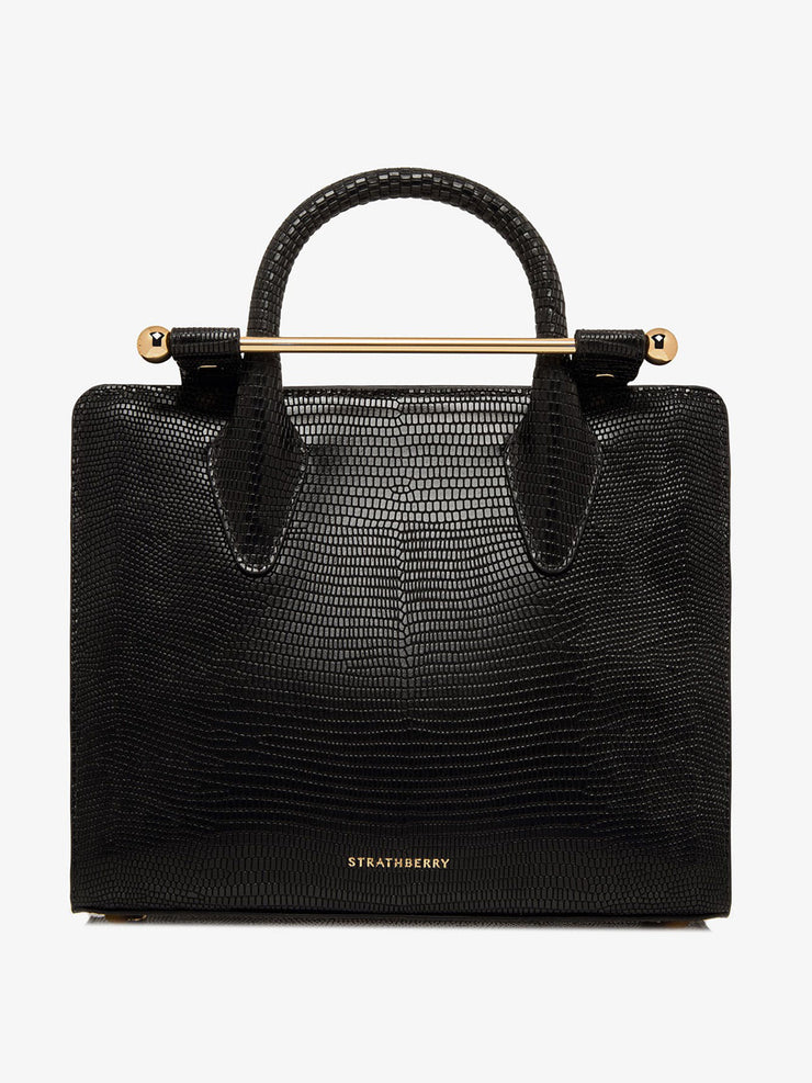 Lizard-embossed leather black The Strathberry mini tote The Strathberry Mini Tote Strathberry    - Collagerie