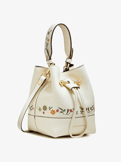 Strathberry Vanilla bird print Osette bucket bag at Collagerie