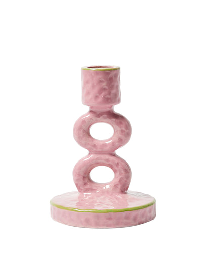 Oliver Bonas Tuo pink ceramic candlestick holder at Collagerie