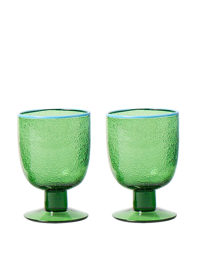 Oliver Bonas Akira green bubble glass wine glasses (set of 2) at Collagerie