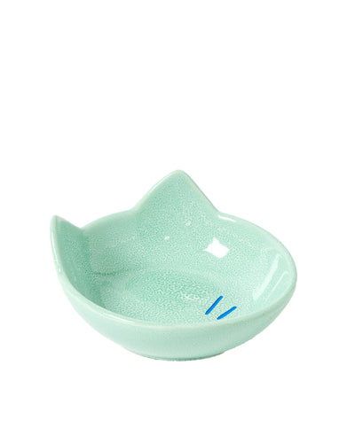 Oliver Bonas Kailani green ceramic cat pet bowl at Collagerie