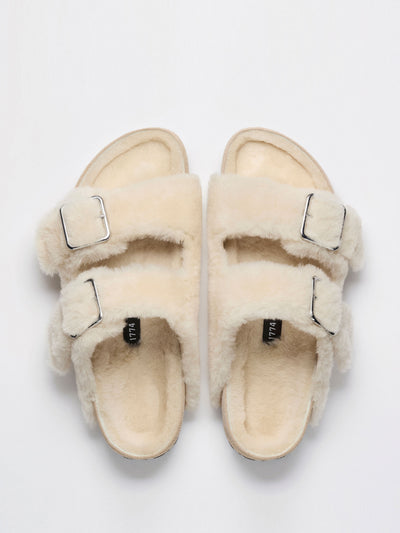 Birkenstock 1774 1774 arizona shearling cream-top sandals at Collagerie