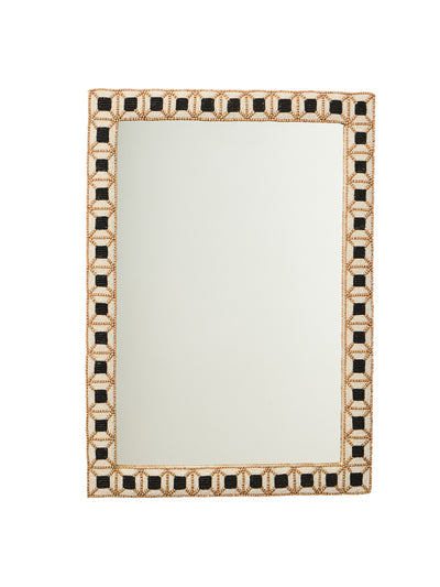 Oliver Bonas Meri cream beaded wall mirror at Collagerie