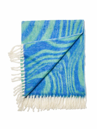 Oliver Bonas Solana blue swirl fluffy throw at Collagerie