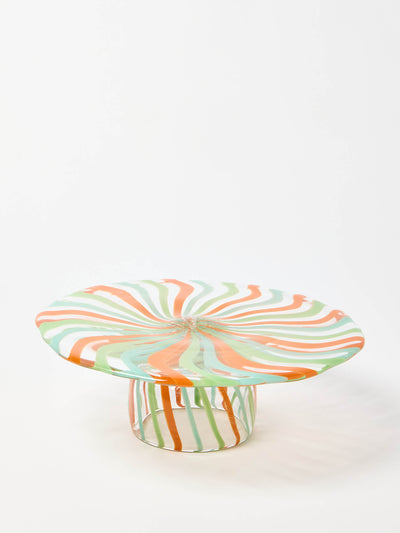 Oliver Bonas Fiesta stripe glass cake stand at Collagerie