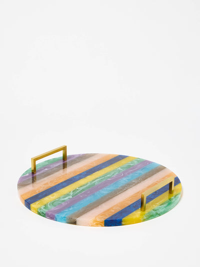 Oliver Bonas Rayos striped resin bar tray at Collagerie