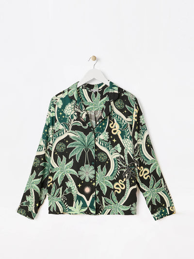 Oliver Bonas Black disco jungle shirt and trousers pyjama set at Collagerie