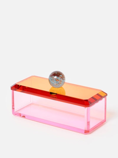 Oliver Bonas Pink and orange crystal rectangular pot at Collagerie