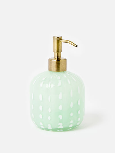 Oliver Bonas Dotty green glass soap dispenser at Collagerie