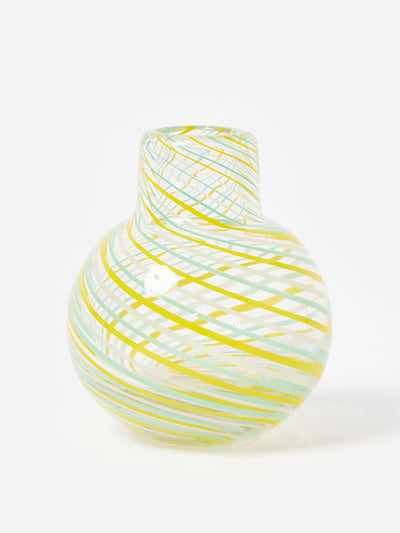 Oliver Bonas Safi yellow & blue twist small glass vase at Collagerie