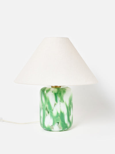 Oliver Bonas Pintar green & white glass desk & table lamp at Collagerie