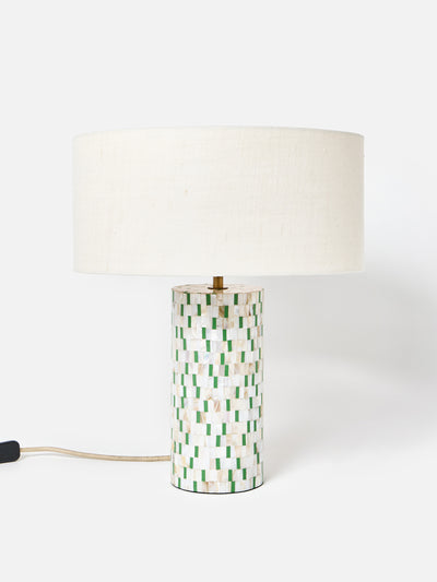 Oliver Bonas Mother of pearl table lamp base & shade at Collagerie