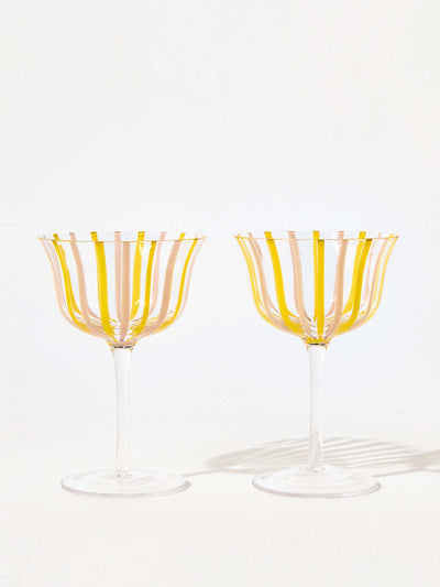 Shrimps x Oliver Bonas Striped glass coupes (set of 2) at Collagerie