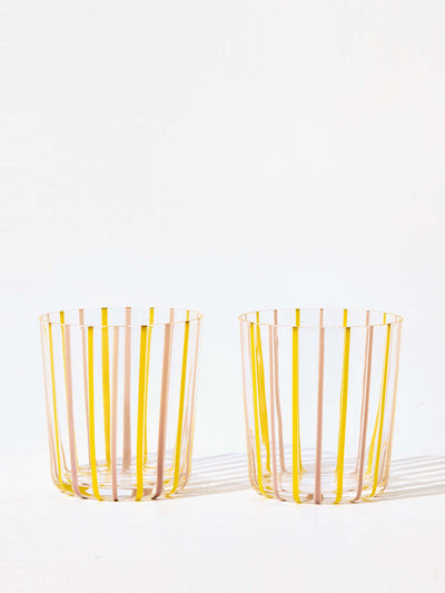 Shrimps x Oliver Bonas Striped glass tumblers (set of 2) at Collagerie
