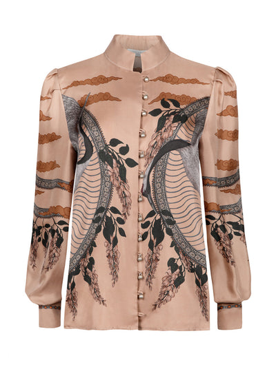 Sabina Savage The song deer stand collar silk blouse at Collagerie
