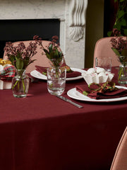 Deep red tablecloth