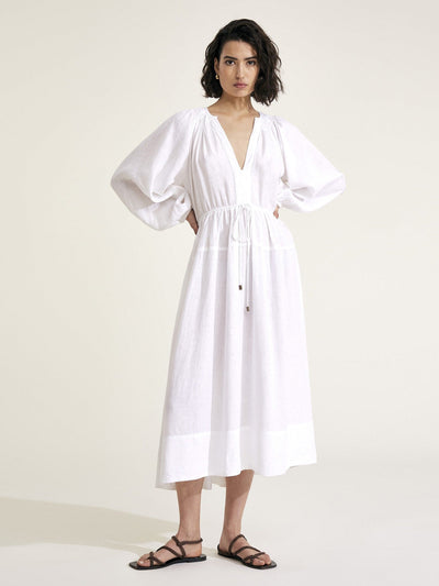 Mondo Corsini NO CUT OUT - Victorine white linen dress at Collagerie