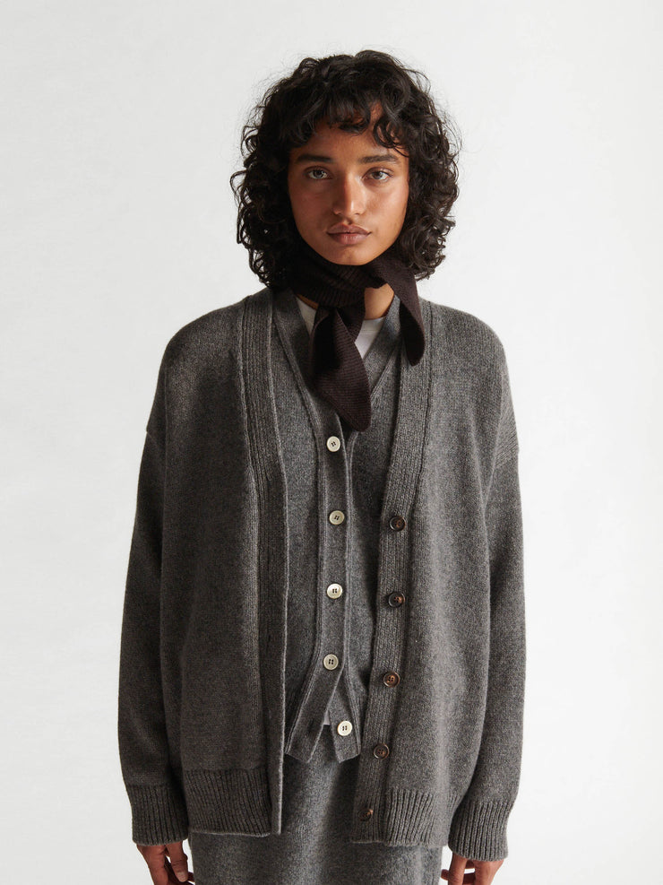 Derby grey Geelong wool Maura v-neck cardigan