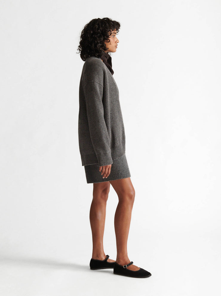 Derby grey Geelong wool Maura v-neck cardigan