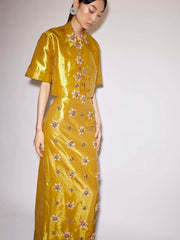 Gold embellished metallic taffeta Pati skirt