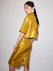 Gold embellished metallic taffeta Pati skirt