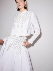 White embellished cotton Bernara skirt