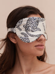 Cream Jag print cotton luxe eye mask