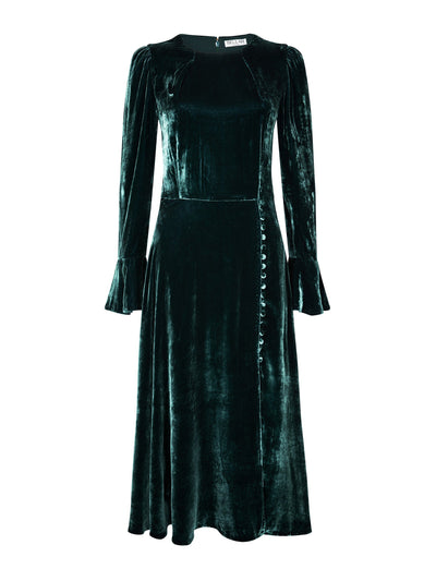 Beulah London Yahvi evergreen velvet dress at Collagerie