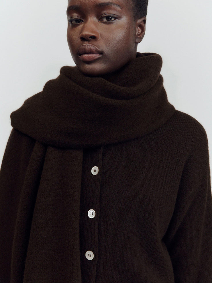 Dark brown Brea felted blanket scarf