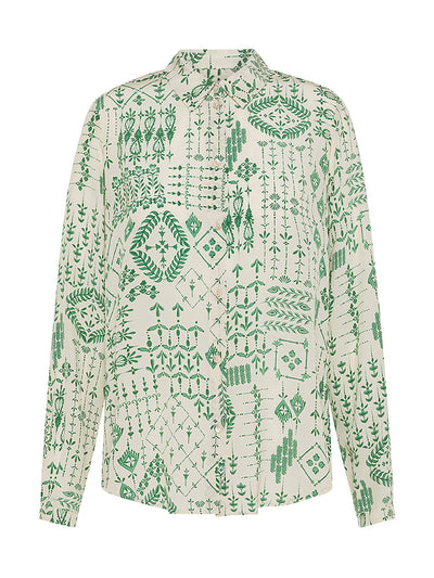 Momoni printed silk shirt in Creme Vert at Collagerie