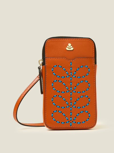 Orla Kiely Ariel phone case in Whipstitch Stem Orange at Collagerie
