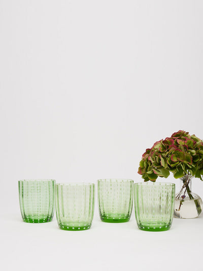 Maison Margaux Speckled green water glasses, set of 4 at Collagerie