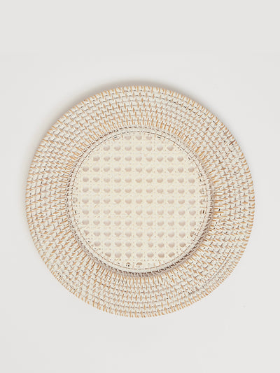 Maison Margaux White Rattan charger plates (set of 4) at Collagerie