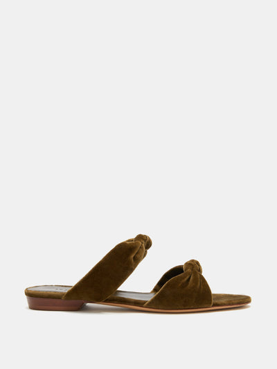 Le Monde Beryl Cork velvet Knot flat sandals at Collagerie