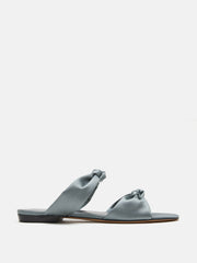 Silver satin knot flat sandals Footwear Le Monde Beryl    - Collagerie