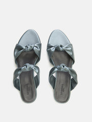 Silver satin knot flat sandals Footwear Le Monde Beryl    - Collagerie