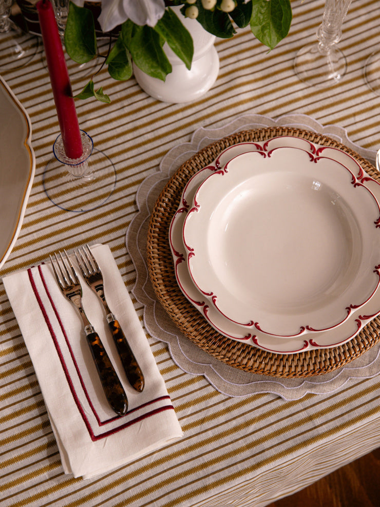 Burgundy Sophie classic two cord napkin Dinner Napkin Rebecca Udall    - Collagerie