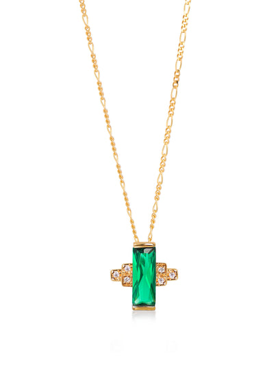V by Laura Vann Audrey green necklace on figaro chain at Collagerie