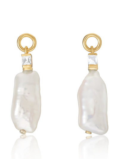 V by Laura Vann Emily baroque pearl drop earrings with white topaz at Collagerie
