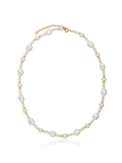V by Laura Vann Isobelle baroque pearl and gold necklace at Collagerie