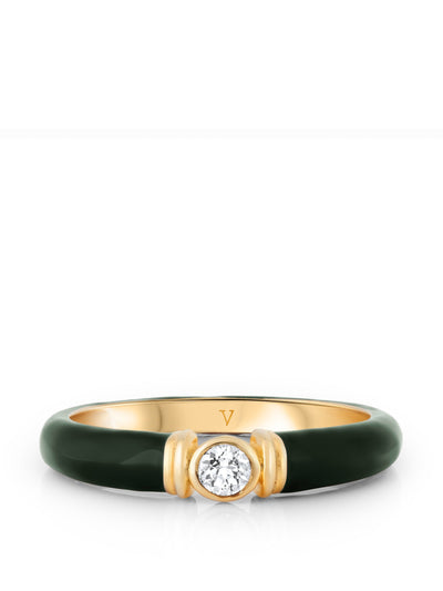 V by Laura Vann Kiki green enamel ring with white topaz at Collagerie