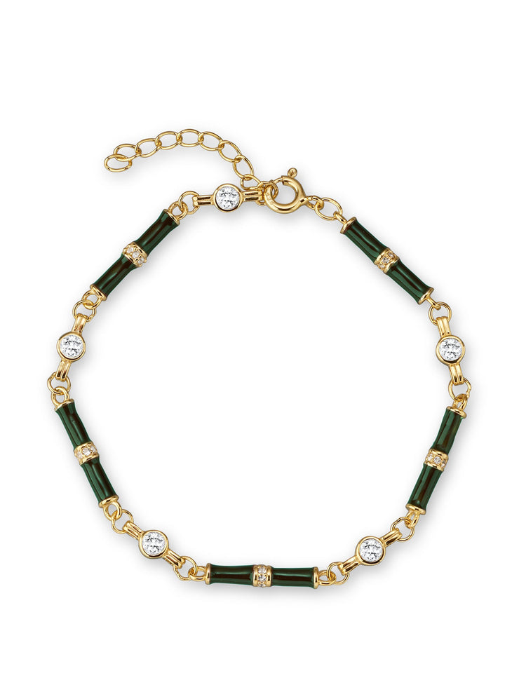 Marlowe green enamel bracelet with white topaz