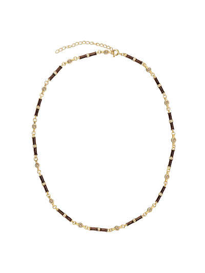 V by Laura Vann Marlowe brown enamel necklace with champagne stone at Collagerie
