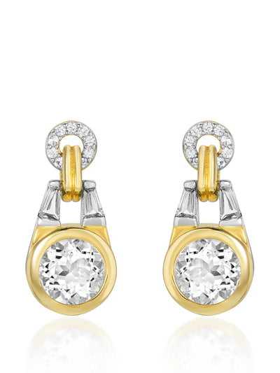 V by Laura Vann Gold Olive earrings with white topaz at Collagerie