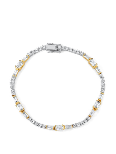 V by Laura Vann Two tone Verity tennis bracelet with white topaz at Collagerie