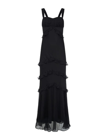 Saloni Black silk Chandra maxi dress at Collagerie