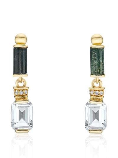 V by Laura Vann Column emerald cut drop earrings at Collagerie