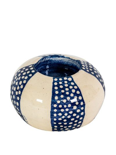 Wicklewood Dots and stripes tealight holder indigo at Collagerie