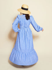 Colette dress chambray stripes with hot lips hand smocking