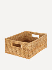 Rattan rectangular storage basket in natural